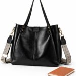 Bolsa Tote Feminina em Couro PU Grande, elegante e espaçosa, com alça extra, 3 modos de uso e cabe tablet grande