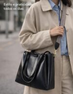Bolsa Tote Feminina em Couro PU Grande, elegante e espaçosa, com alça extra, 3 modos de uso e cabe tablet grande - Imagem 2