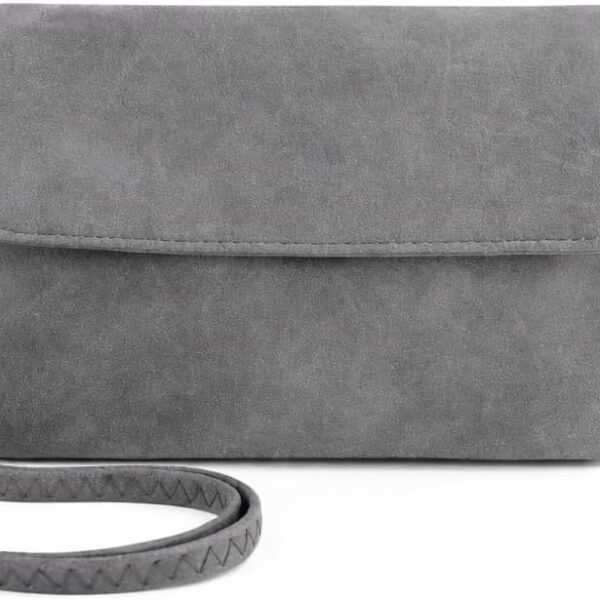 Bolsa Transversal Feminina Cinza: compacta, leve e elegante com 5 compartimentos para uso diário, viagem e trabalho.