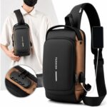 Bolsa Transversal Masculina Antifurto Impermeável com Cadeado e USB, compacta e segura para trabalho, academia e uso urbano. - Imagem 2