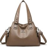 Bolsa de Ombro Grande Feminina ALWY em Couro PU, elegante, versátil e ideal para trabalho, faculdade e viagem