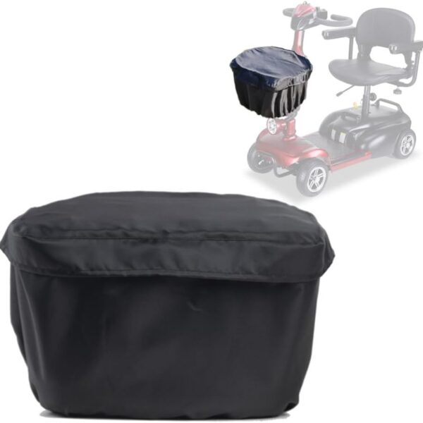 Bolsa de compras frontal impermeável para scooter de mobilidade: protege e mantém seus itens privados com zíper superior.