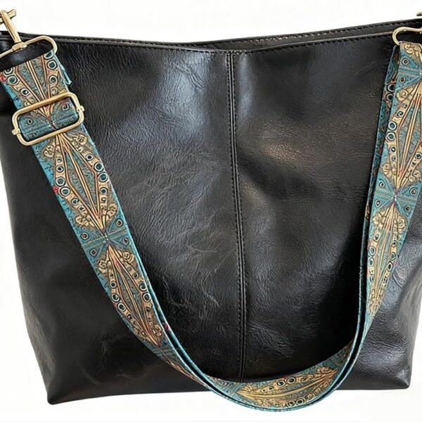 Bolsa de couro PU feminina grande, elegante e espaçosa, ideal para compras e viagens.