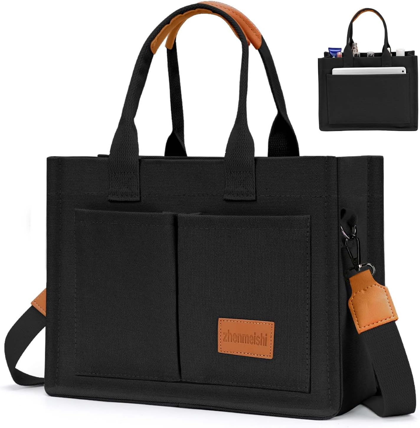 Bolsa de lona feminina com bolsos: leve, prática e versátil Bolsa de lona feminina com bolsos: leve, prática e versátil para trabalho, ombro ou transversal.