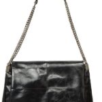 Bolsa de ombro de couro preta com corrente: estilo retrô, grande e prática para o dia a dia