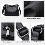 Bolsa de ombro feminina em couro PU grande, moderna e espaçosa com vários bolsos para comprar com praticidade e estilo - Imagem 2