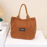 Bolsa de veludo cotelê leve e durável para uso diário, trabalho, praia, viagem e compras, estilo casual unissex