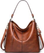 Bolsa feminina Boston de ombro em PU, elegante e casual, com bolso interno e fechamento em zíper, ideal para uso diário.