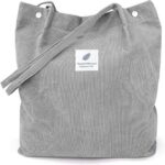 Bolsa feminina de veludo cotelê espaçosa com bolso interno, ideal para viagens, trabalho e compras