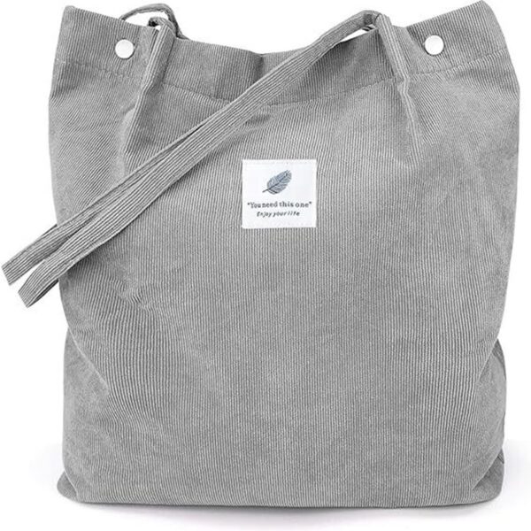 Bolsa feminina de veludo cotelê espaçosa com bolso interno, ideal para viagens, trabalho e compras