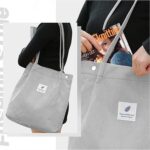 Bolsa feminina de veludo cotelê espaçosa com bolso interno, ideal para viagens, trabalho e compras - Imagem 2