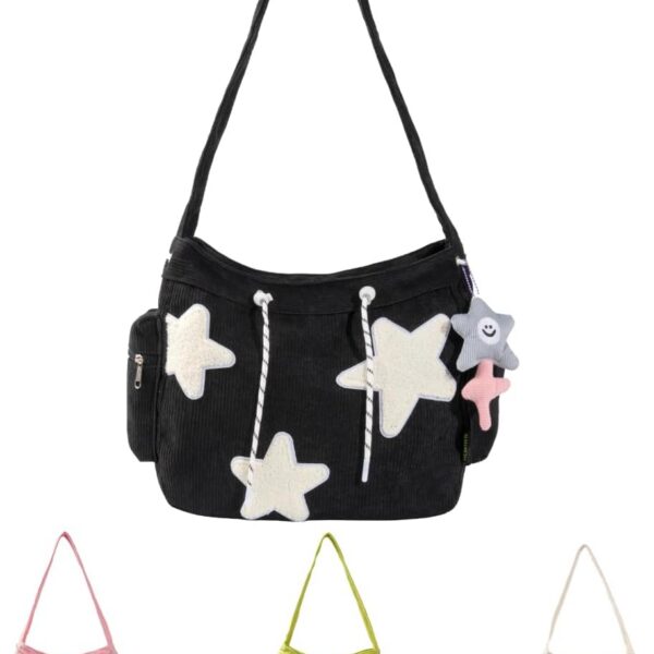 Bolsa feminina estilo carteiro: grande capacidade, leve, casual e versátil para usar na mão, ombro ou transversal.