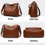 Bolsa feminina grande em couro PU com vários bolsos e alça transversal, ideal para uso diário￼