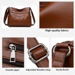 Bolsa feminina grande em couro PU com vários bolsos e alça transversal, ideal para uso diário￼ - Imagem 2