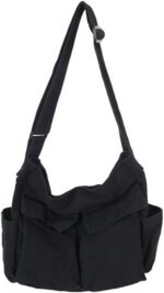 Bolsa mensageiro de lona grande com vários bolsos: prática, versátil e ideal para mulheres e homens no dia a dia.