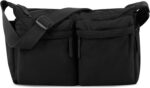 Bolsa mensageiro de nylon leve e espaçosa, ideal para escola e notebook, com conforto e praticidade diária