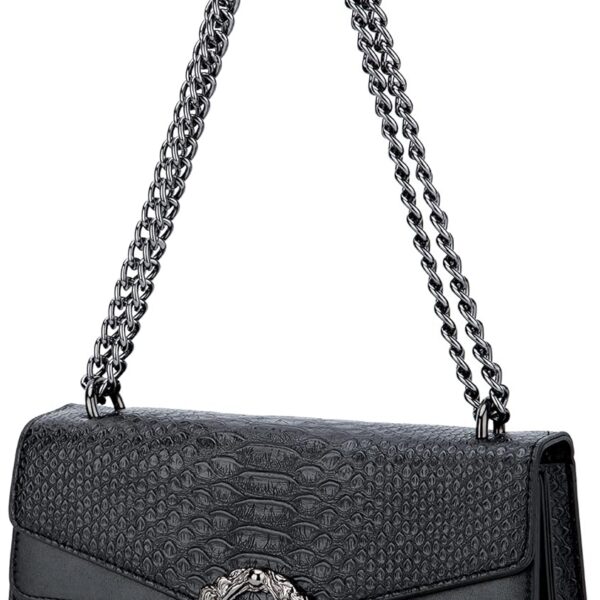 Bolsa tiracolo DEEPMEOW em couro PU com corrente: compacta, elegante e ideal para noite e eventos