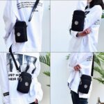 Bolsa tiracolo feminina pequena de nylon preta, ideal para carregar o celular com praticidade e estilo. - Imagem 2