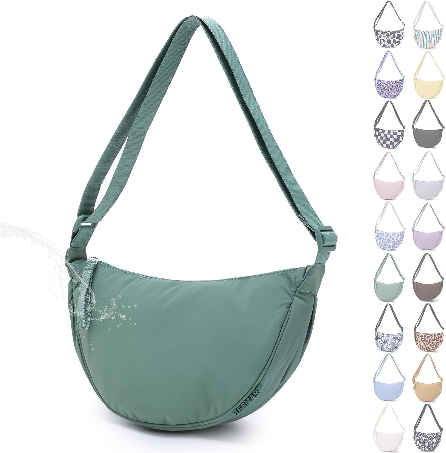 Bolsa transversal BESMART impermeável e leve, estilo casual unissex, ideal Bolsa transversal BESMART impermeável e leve, estilo casual unissex, ideal para viagens e uso diário, verde.
