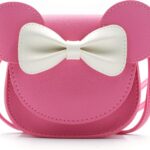 Bolsa transversal Little Mouse com laço, leve e adorável, ideal para meninas guardarem chaves, moedas e doces.