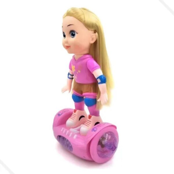 Boneca hoverboard bate e volta com luz e som para brincar com movimento, diversão e presente ideal para crianças