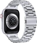 Bracelete Elos Prata para Apple Watch: aço inoxidável, ajuste perfeito e visual sofisticado para seu iWatch. - Imagem 2