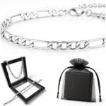 Bracelete masculino em aço inox ajustável 17,5 a 22 cm, brilhante, antialérgico e premium para presente elegante.