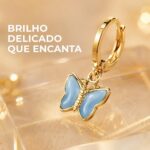 Brinco de Argola Borboleta Azul: charme delicado para compor looks com estilo e купить agora online - Imagem 2