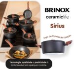 Brinox Ceramic Life Sirius 6 Peças: antiaderente cerâmico, compatível com indução e ideal para cozinhar com menos óleo. - Imagem 2
