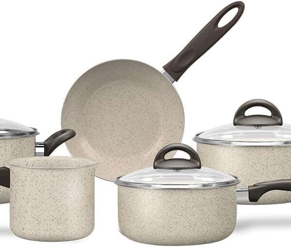 Brinox Ceramic Life Suprema Vanilla: antiaderente cerâmico, 5 peças, mais praticidade e sofisticação na cozinha.