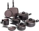 Brinox Jogo de Panelas 8 Peças Ceramic Life Smart Plus Preto: antiaderente cerâmico saudável, prático e fácil de limpar.