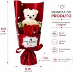 Buquê de Rosa com Ursinho em Caixa Transparente: presente romântico durável para o Dia dos Namorados e datas especiais - Imagem 2