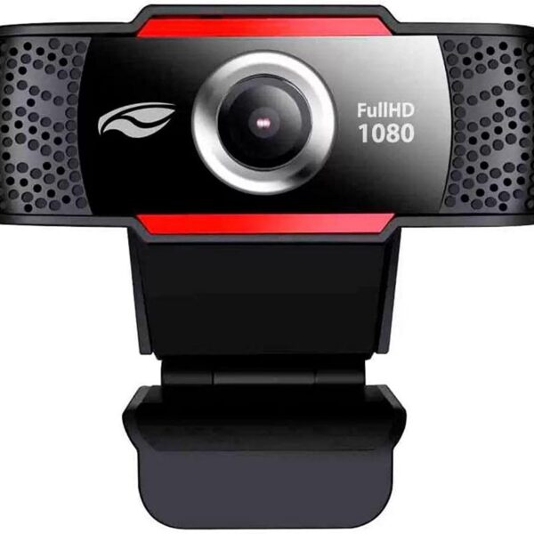 C3Tech Webcam Full HD 1080p WB-100BK com microfone antirruído, lente 2G2P e foco manual para videoconferências e streamings.