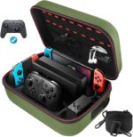 COOWPS Switch Case: proteção total e espaço para console, controles e 18 jogos. Ideal para transportar seu Nintendo Switch com segurança.