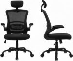 Cadeira Ergonômica Presidente Mesh com suporte lombar, apoio de cabeça e braços, reclinável e suporta até 120kg para home office e escritório, preta
