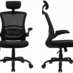 Cadeira Ergonômica Presidente Mesh com suporte lombar, apoio de cabeça e braços, reclinável e suporta até 120kg para home office e escritório, preta