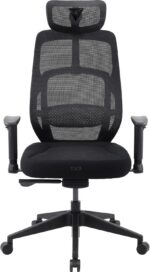 Cadeira Ergonômica TX3 Yama Neue Preta com conforto personalizado, apoio 3D e suporte lombar ajustável.