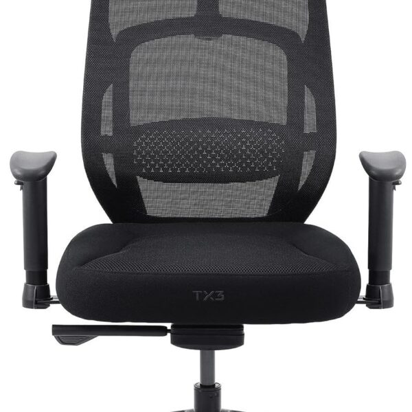Cadeira Ergonômica TX3 Yama Neue Preta com conforto personalizado, apoio 3D e suporte lombar ajustável.