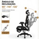 Cadeira Ergonômica Vmstark: conforto, ajuste lombar e apoio para pés, ideal para longas horas até 150kg - Imagem 2