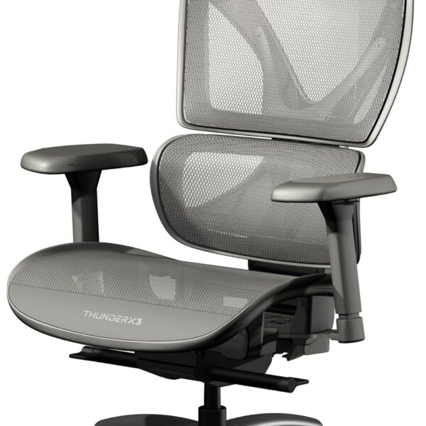Cadeira Ergonômica XTC Mesh Cinza ThunderX3: conforto e ajuste ideal para longas horas de uso.