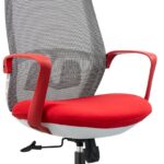 Cadeira Ergonômica com Apoio de Cabeça e Lombar, Encosto Alto em Malha, 10cm de Conforto, Giratória e Ajustável, Vermelha