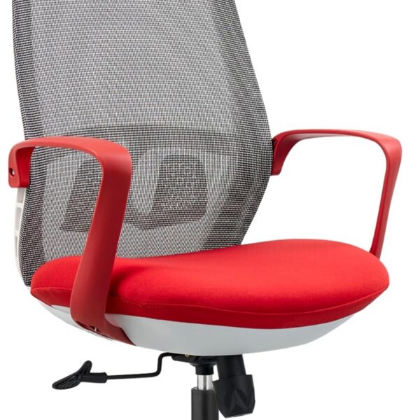 Cadeira Ergonômica com Apoio de Cabeça e Lombar, Encosto Alto em Malha, 10cm de Conforto, Giratória e Ajustável, Vermelha