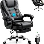 Cadeira Executiva Reclinável com apoio para pés: conforto ergonômico, giro 360° e suporte até 120 kg para seu escritório.