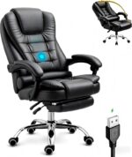 Cadeira Executiva Reclinável com apoio para pés: conforto ergonômico, giro 360° e suporte até 120 kg para seu escritório.