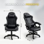 Cadeira Gamer DAZZ X-Rocker Preta: conforto ergonômico com almofadas lombar e cervical, ajuste de altura e encosto reclinável. - Imagem 2