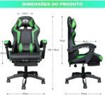 Cadeira Gamer Ergonômica Reclinável Verde com Apoio para Cabeça, Lombar e Pés, Suporta até 150kg, conforto total. - Imagem 2