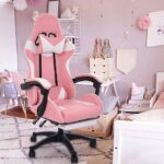 Cadeira Gamer Ergonômica Rosa Reclinável com Apoio de Pés e Conforto Ideal para Jogar