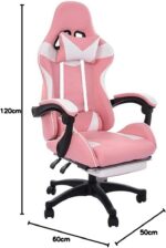 Cadeira Gamer Ergonômica Rosa Reclinável com Apoio de Pés e Conforto Ideal para Jogar - Imagem 2