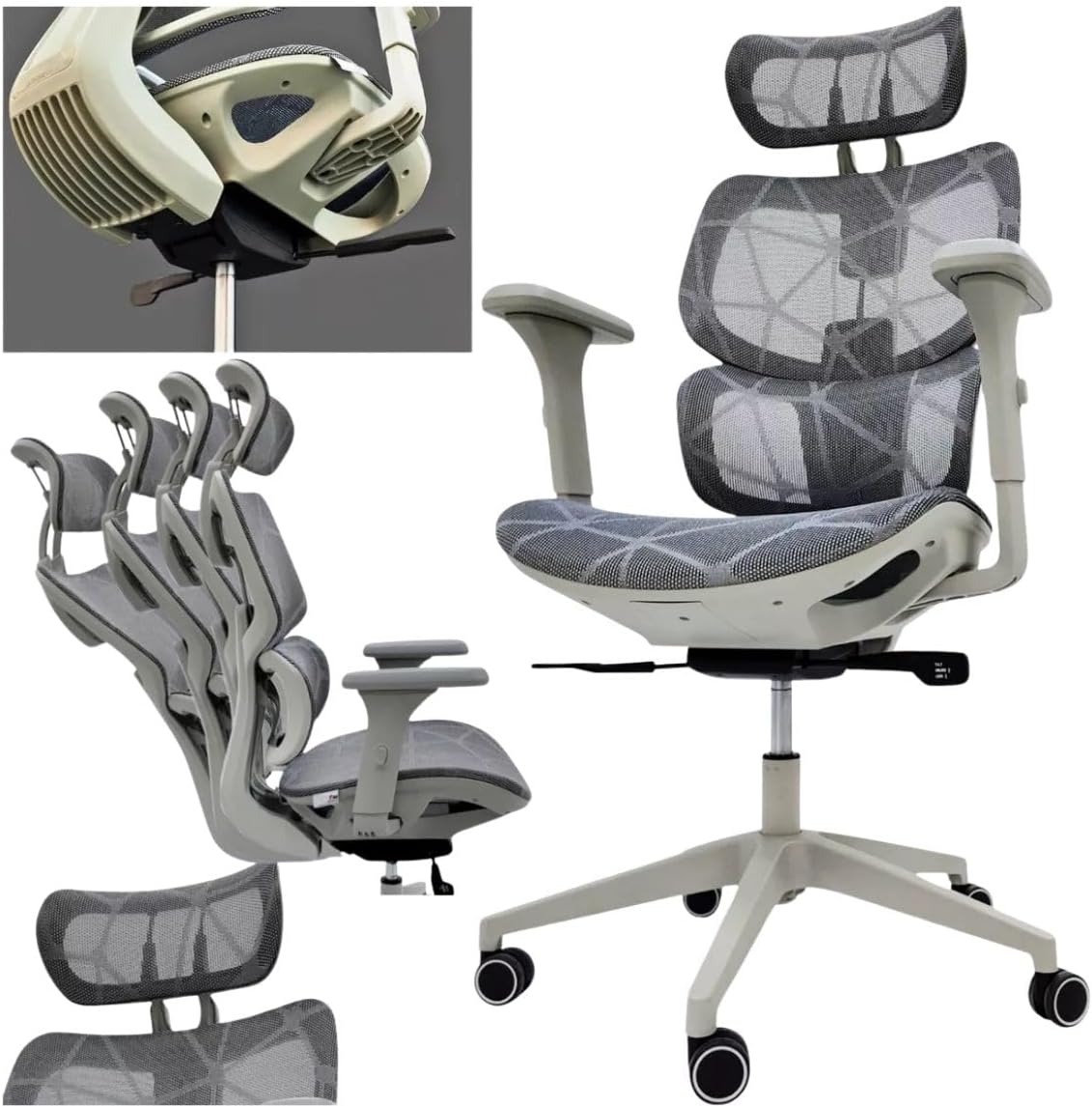 Cadeira Gamer Giratória Cinza Ergonômica Confortável com Encosto Alto e Cadeira Gamer Giratória Cinza Ergonômica Confortável com Encosto Alto e Ajuste de Altura para Escritório e Jogos