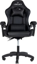 Cadeira Gamer Lancer Preta Healer: conforto ergonômico, reclínio até 145° e suporte premium para jogos e trabalho.